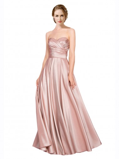 Stretch Satin Strapless Low Back A-Line Black Tie Evening Gown / Prom Dress / Bridesmaid Dress Derby