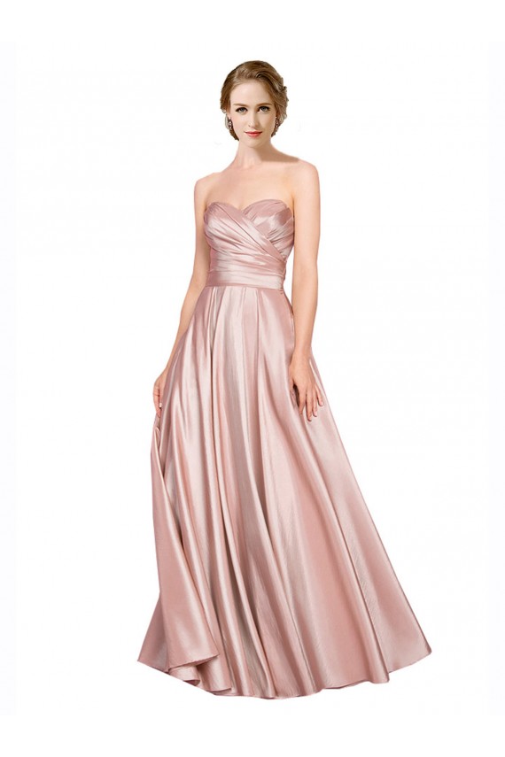 Stretch Satin Strapless Low Back A-Line Black Tie Evening Gown / Prom Dress / Bridesmaid Dress Derby