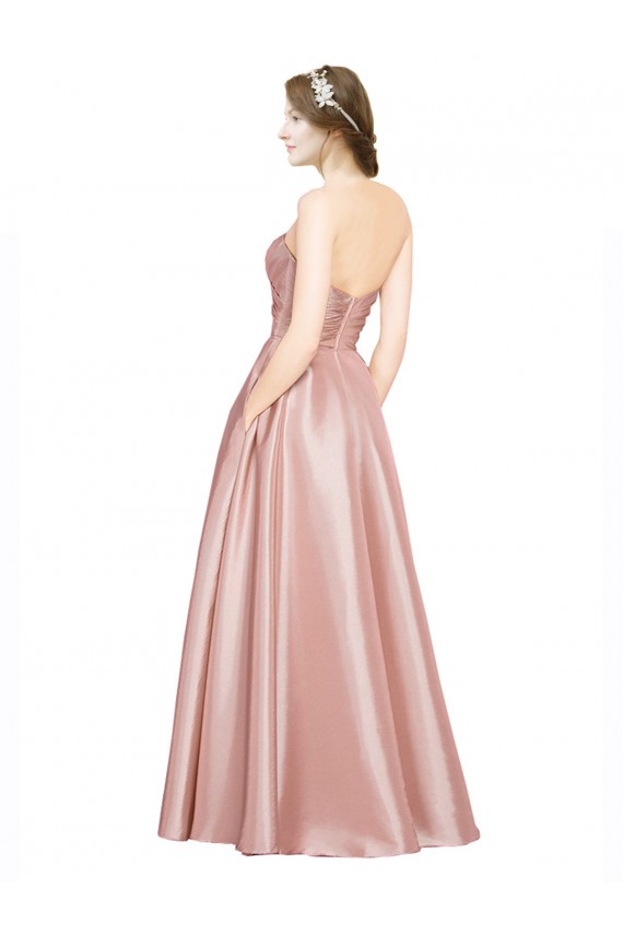 Stretch Satin Strapless Low Back A-Line Black Tie Evening Gown / Prom Dress / Bridesmaid Dress Derby
