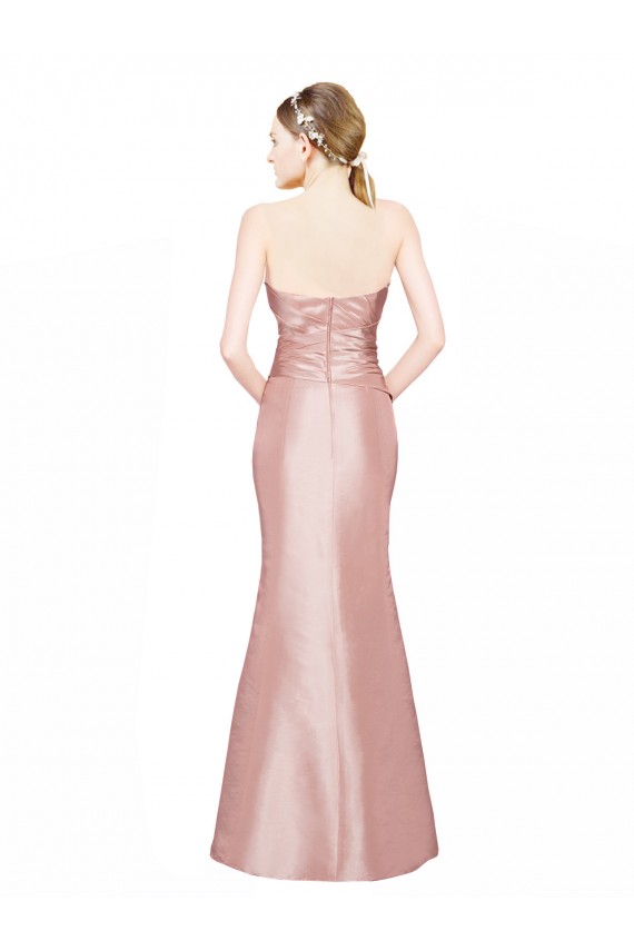 Stretch Satin Strapless Low Back A-Line Formal Evening Gown / Prom Dress / Bridesmaid Dress Derby