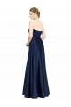 Stretch Satin Sweetheart Low Back A-Line Dark Navy Black Tie Evening Gown / Bridesmaid Dress Derby