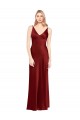 Stretch Satin V-Neck V-Back A-Line Burgundy Formal Evening Gown / Prom Dress / Bridesmaid Dress Derby