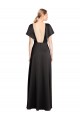 Stretch Satin V-Neck Open Back A-Line Black Bridesmaid Dress / Evening Dress Derby