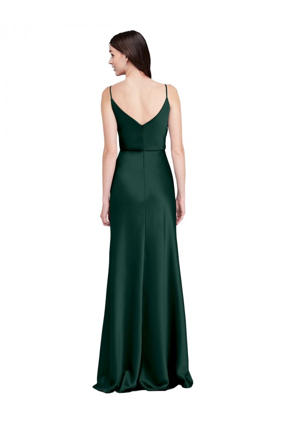Stretch Satin Cowl Neck V-Back Sheath Hunter Black Tie Evening Gown / Prom Dress / Bridesmaid Dress Derby