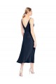 Stretch Satin V-Neck V-Back A-Line Dark Navy Formal Evening Gown / Prom Dress / Bridesmaid Dress Derby