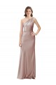 Stretch Satin One Shoulder Open Back Sheath Dusty Pink Formal Evening Gown / Prom Dress / Bridesmaid Dress Derby