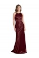Stretch Satin V-Neck A-Line Burgundy Gold Formal Evening Gown / Prom Dress / Bridesmaid Dress Derby