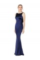 Stretch Satin High Neck Low Back Sheath Dark Navy Formal Evening Gown / Prom Dress / Bridesmaid Dress Derby