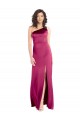 Stretch Satin One Shoulder Open Back A-Line Fuchsia Formal Evening Gown / Prom Dress / Bridesmaid Dress Derby