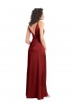Stretch Satin V-Neck V-Back A-Line Burgundy Formal Dress / Bridesmaid Dress Derby