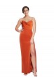 Stretch Satin Cowl Neck Open Back Sheath Rust Formal Evening Gown / Prom Dress / Bridesmaid Dress Derby