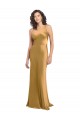 Stretch Satin One Shoulder A-Line Gold Formal Evening Gown / Prom Dress / Bridesmaid Dress Derby