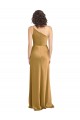 Stretch Satin One Shoulder A-Line Gold Formal Evening Gown / Prom Dress / Bridesmaid Dress Derby