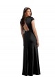 Stretch Satin V-Neck Keyhole Back A-Line Black Formal Evening Gown / Prom Dress / Bridesmaid Dress Derby