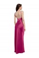 Stretch Satin V-Neck Low Back A-Line Fuchsia Formal Evening Dress / Bridesmaid Dress Derby