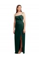 Stretch Satin Square Neck Low Back Column Hunter Formal Evening Gown / Prom Dress / Bridesmaid Dress Derby