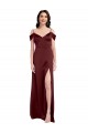 Stretch Satin V-Neck A-Line Burgundy Gold Formal Dress / Bridesmaid Dress Derby