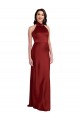 Stretch Satin Halter Neck Open Back A-Line Burgundy Black Tie Evening Gown / Prom Dress / Bridesmaid Dress Derby