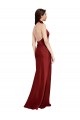 Stretch Satin Halter Neck Open Back A-Line Burgundy Black Tie Evening Gown / Prom Dress / Bridesmaid Dress Derby