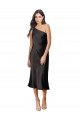 Stretch Satin One Shoulder Sheath Black Black Tie Evening Dress / Prom Dress / Bridesmaid Dress Derby