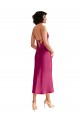 Stretch Satin V-Neck Low Back A-Line Fuchsia Formal Evening Gown / Prom Dress / Bridesmaid Dress Derby