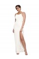 Stretch Satin High Neck Low Back Sheath Ivory Formal Evening Gown / Prom Dress / Bridesmaid Dress Derby