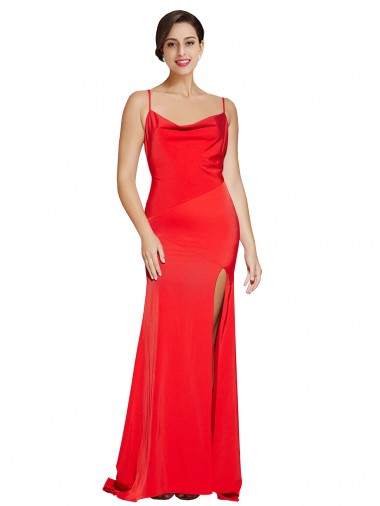 Stretch Satin Strapless Low Back Sheath Red Formal Evening Gown / Prom Dress / Bridesmaid Dress Derby