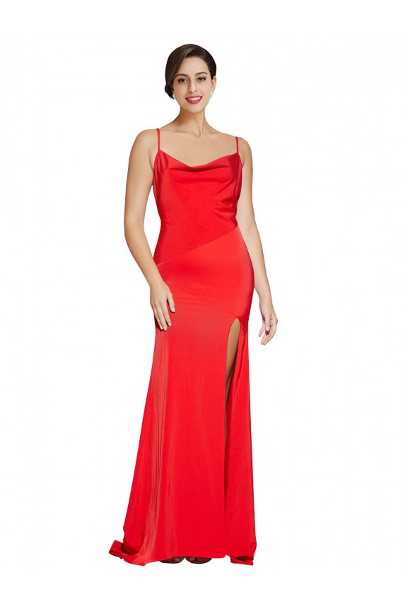 Stretch Satin Strapless Low Back Sheath Red Formal Evening Gown / Prom Dress / Bridesmaid Dress Derby