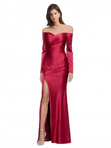 Stretch Satin Sweetheart Sheath Dark Red Formal Evening Gown / Prom Dress / Bridesmaid Dress Derby