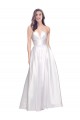 Stretch Satin Strapless Low Back A-Line White Formal Evening Gown / Prom Dress / Bridesmaid Dress Derby