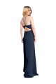 Stretch Satin Halter Neck Open Back A-Line Dark Navy Formal Evening Gown / Prom Dress / Bridesmaid Dress Derby