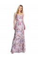 Stretch Satin & Floral Cowl Neck A-Line Formal Evening Gown / Bridesmaid Dress Derby