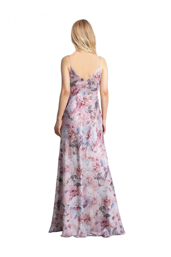 Stretch Satin & Floral Cowl Neck A-Line Formal Evening Gown / Bridesmaid Dress Derby