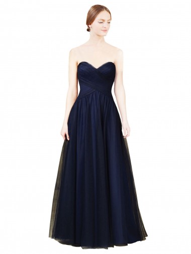 Tulle Strapless A-Line Dark Navy Bridesmaid Dress / Evening Dress Derby