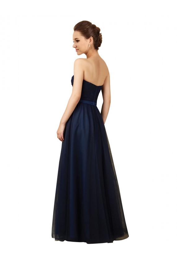 Tulle Strapless A-Line Dark Navy Bridesmaid Gown Derby