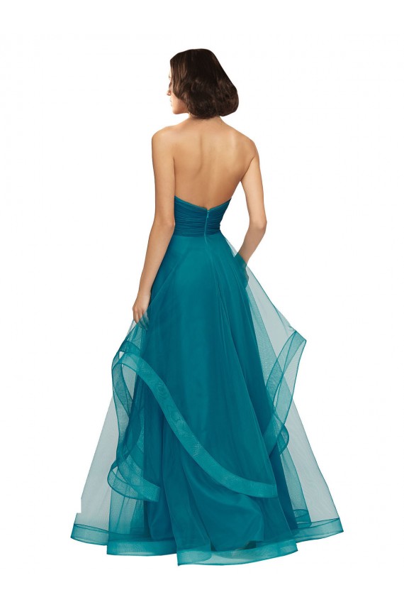 Tulle Strapless A-Line Turquoise Bridesmaid Dress Derby