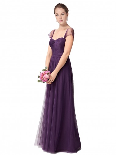 Tulle Sweetheart A-Line Plum Purple Bridesmaid Dress Derby