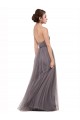 Tulle Spaghetti Straps V-Back A-Line Pewter Bridesmaid Dress Derby