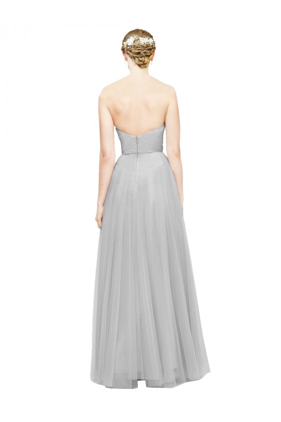 Tulle Sweetheart A-Line Silver Bridesmaid Dress Derby
