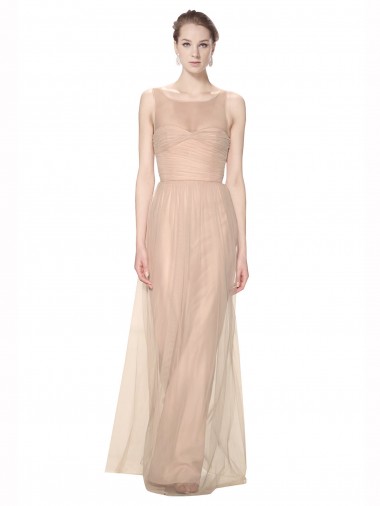 Tulle High Neck Sheath Blush Bridesmaid Dress Derby