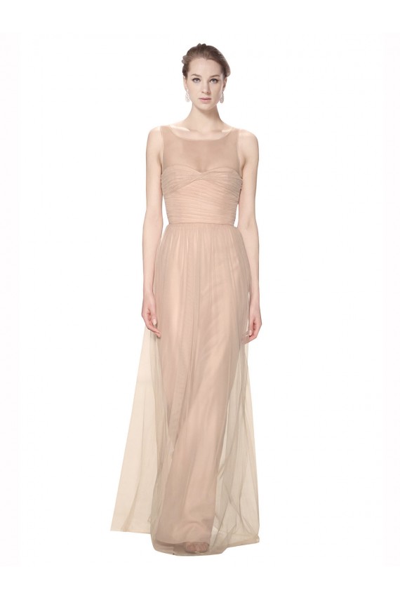 Tulle High Neck Sheath Blush Bridesmaid Dress Derby