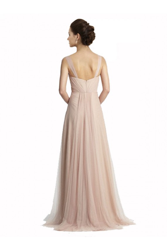 Tulle Square Neck A-Line Nude Bridesmaid Evening Dress Derby