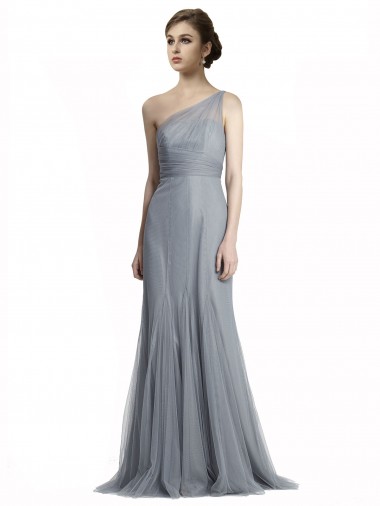 Tulle One Shoulder Mermaid Slate Grey Bridesmaid Dress Derby