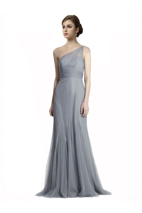Tulle One Shoulder Mermaid Slate Grey Bridesmaid Dress Derby