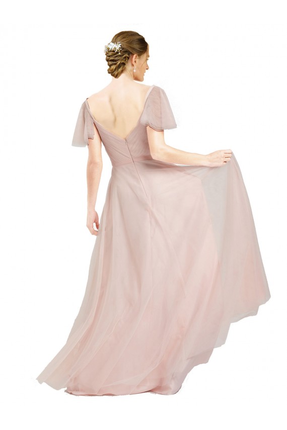 Tulle V-Neck A-Line Pink Formal Dress / Bridesmaid Dress Derby