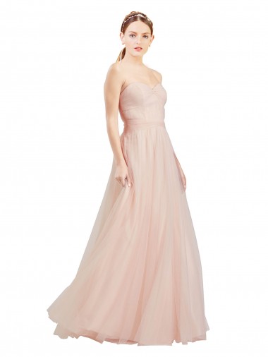 Tulle Strapless Open Back A-Line Pink Semi Formal Dress / Bridesmaid Dress Derby