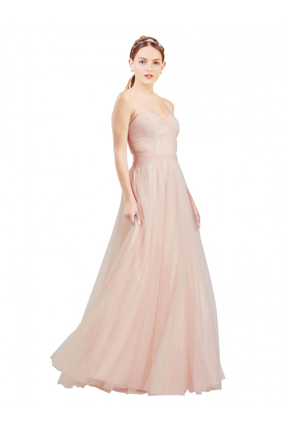 Tulle Strapless Open Back A-Line Pink Semi Formal Dress / Bridesmaid Dress Derby