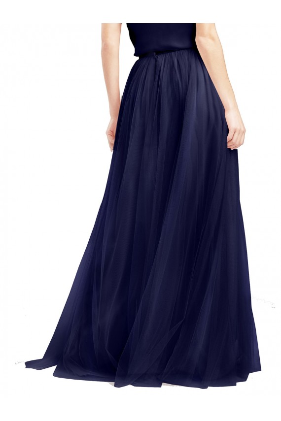 Tulle High Neck A-Line Navy Blue Semi Formal Evening Dress / Bridesmaid Dress Derby