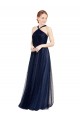 Tulle Halter Neck A-Line Navy Blue Bridesmaid Dress / Evening Dress Derby