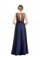 Tulle Boat Neck Keyhole Back A-Line Burgundy Semi Formal Evening Dress / Bridesmaid Dress Derby